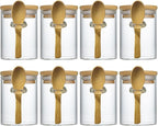 7.6 oz Airtight Mini Glass Jars with Bamboo Lids and Bamboo Spoons, Spice Jars Small Food Storage Containers for Kitchen, Bathroom, Home Decor Set of 8