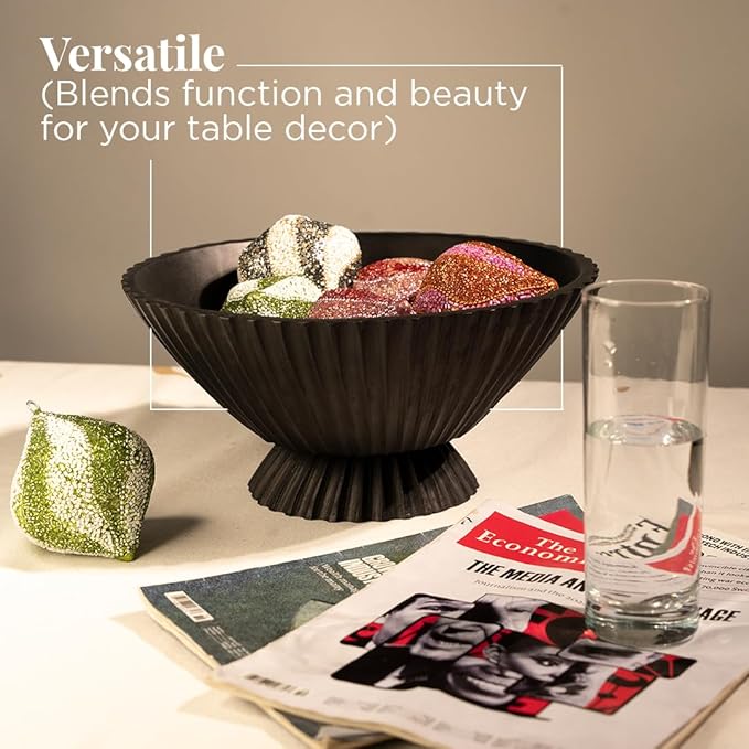 Folkulture Wooden Fruit Bowl for Kitchen Island | (11") Countertop or Eco Friendly Decorative Centerpiece Table Decorations | Decorative-Bowl or Fruits Tray or Fruits Holder for Kitchen Counter Decor