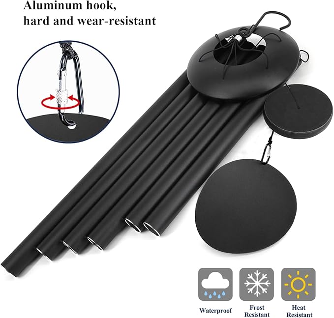 ASTARIN 65 in Wind Chimes for outisde - Extra Large Outdoor Handcrafted WindChimes,Deep Tone Metal Chimes for Garden Decor, Large Windchimes Deep Resonance, 2.27in Tubes Weather-Resistant, Black