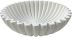 OAKOA Concrete Decorative Bowl - White Large Decorative Bowls for Home Decor - Coffee Table Bowl Decor - Scalloped Ruffle Centerpiece Bowl