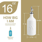 Sweejar 16 Oz Ceramic Olive Oil Dispenser Bottle, Oil Dispenser for Kitchen with Gravity Spout, Relief Opaque Oil Container for Evoo, Avocado Oil, Vinegar, Soy Sauce, 1 Pack(Beige, Gold Spout)
