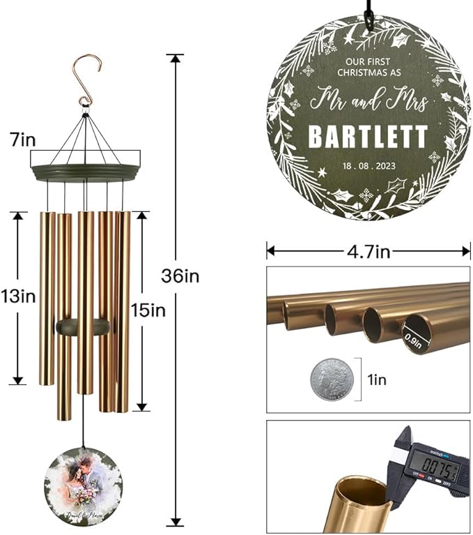 ASTARIN Personalized 20th 50th Anniversary Wind Chime, Happy Anniversary Wedding Valentine's Day Gift for Wife Husband Men Women Sister, Golden Anniversary Keepsake Decorations for Parents Couples