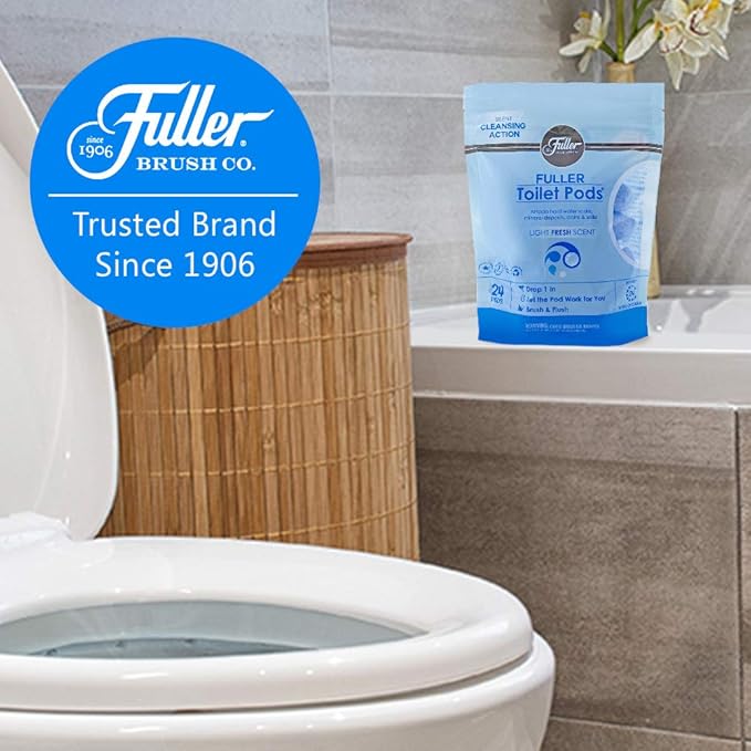 Fuller Brush Toilet Bowl Cleaner Pods - Water Soluble Tablet Cleansers, Cleans Descales & Refreshes Bathroom Toilets Removes Odors Soils & Stains Light Fresh Scent Ideal for Homes & Businesses 2-Pack