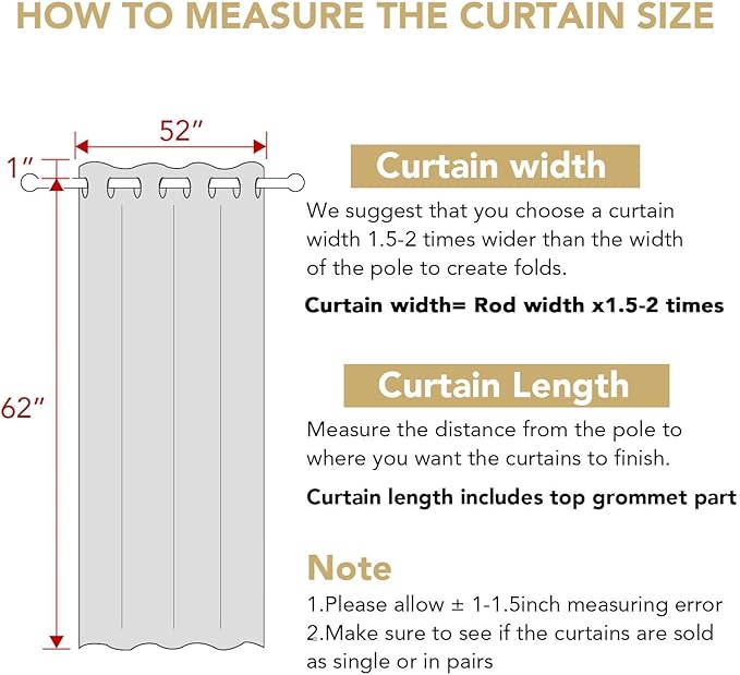 H.VERSAILTEX Room Darkening Curtains for Living Room Light Reducing Thermal Insulated Window Treatment Panels/Drapes Grommet Top 2 Panels (Ivory - 52 x 63 Inches)