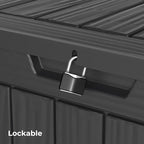 35 Gallon Outdoor Storage Box Waterproof Lockable Resin Deck Box Large, Patio Storage Bin for Pool Accessories Cushion Furniture, Garden Tools, UV-Resistant Outside Delivery Black