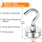 MIKEDE Magnetic Hooks Heavy Duty, 40 Lbs Magnet with Hooks for Cruise Cabins, Strong Magnets Neodymium for Hanging, Magnetic Wall Hooks for Refrigerator, Locker Decoration, Workplace -10Pack