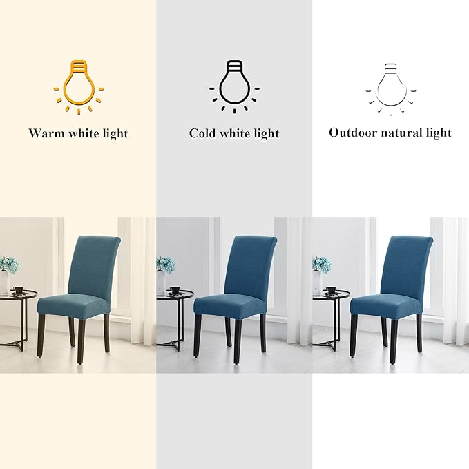 Joccun Chair Covers for Dining Room Set of 6,Chair Slipcovers Stretch Dining Room Chair Covers Seat Protector,Washable Parsons Chair Cover for Home,Hotel,Banquet(Dark Blue,6 Pack)