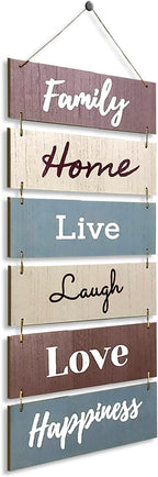 Hanging Wall Decor Sign - Welcome Vertical Wall Art Decorations, Rustic Home Accessories for Living Room, Bedroom, Family, Dining, and Kitchen, Outdoor Signs for House, Live, Laugh, Love Plaques
