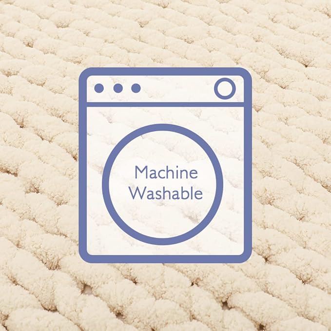 Bigacogo Chunky Knit Throw Blanket for Couch, 51x63 inches, 100% Hand Knitted with Thick Jumbo Chenille Yarn, Cozy Soft Large Rope Knot Cable Crochet Blankets for Sofa Bed Living Room, Beige