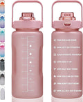 64oz,100oz,128oz Large Motivational Water Bottle with Time Marker, Leakproof & BPA Free Half Gallon Big Water Bottle with Straw Handle Tritan Frosted Water Jug for Gym,Fitness,Outdoor Sports
