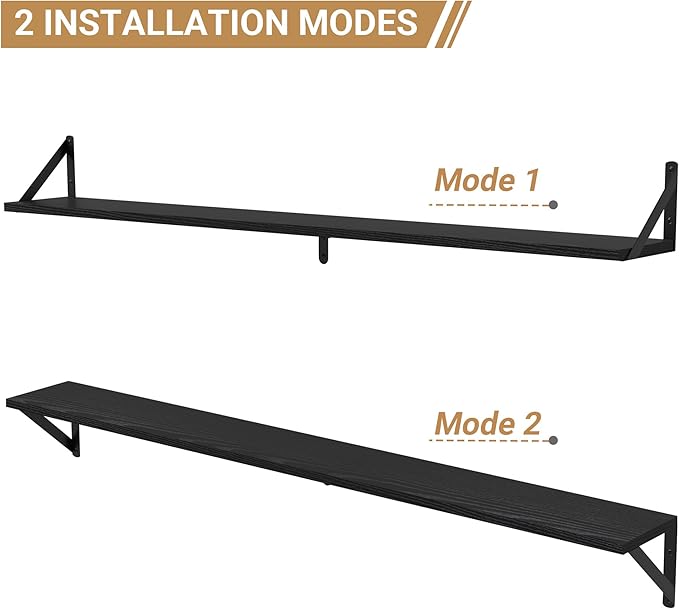 Heimlove 48 Inch Large Wall Bookshelves Set of 3, Wall Mounted Bookshelves,Heavy Duty Wooden Shelves for Living Room,Bedroom,Kitchen,Laundry Room Storage & Decor