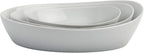 Denmark White Porcelain Chip Resistant Scratch Resistant Commercial Grade Serveware, 3 Piece Oval Serving Bowl Set