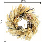 Admired By Nature Pumpkin Wheat Berry Corn Husk Wreath - 24" Artificial Hanging Wreath for Home Decor, Offices, Weddings, Events, Parties, Thanksgiving