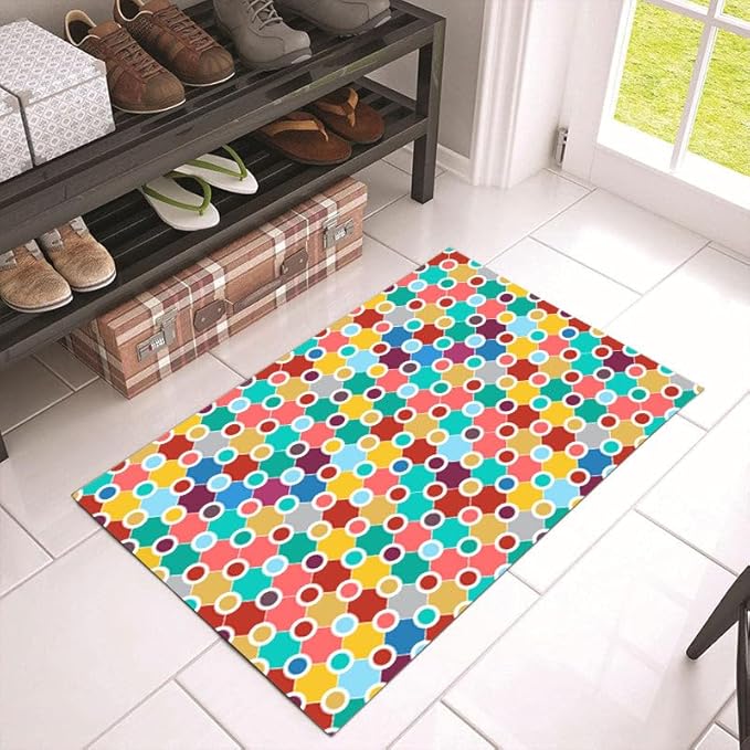 Machine Washable Polka Dot Rug for Kids Area - Multicolor Soft Rug for Nursery/Playroom/Classroom - 5x8