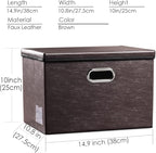 PRANDOM Foldable Storage Bins with Lids [5-Pack] Leather Fabric Collapsible Storage Boxes Organizer Containers Baskets Cube with Cover for Bedroom Closet Office Nursery Brown (14.9x10.8x10)