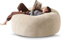 Bean Bag Chair 5Ft, Memory Foam Filled, Large Beanbag Chairs for Adults and Teens, Soft Sofa with Removable Flannel Cover, Round Couch for Living Room Bedroom College Dorm (Apricot, 5FT-60×60"×24")