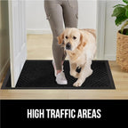 GORILLA GRIP 100% Waterproof All-Season WeatherMax Doormat US Designed Natural Rubber, Stain and Fade Resistant, Low Profile Indoor Outdoor Door Mats, Easy Clean Patio Mat, 17x29, Black Diamond