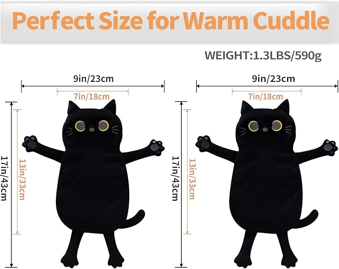 2PCS Microwave Heating Pads for Cramps Pain Relief, 17 * 9" Moist Microwavable Period Menstrual Heat Packs for Cramps, Back, Neck, Shoulder, Abdomen, Black Cat