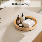 12in Bamboo Lazy Susan Organizer for Countertop and Cabinet with Large and Stable Chassis,Round Rotating Bamboo Tray for Station Organizer,for Kitchen Bathroom Laundry Room (12in)