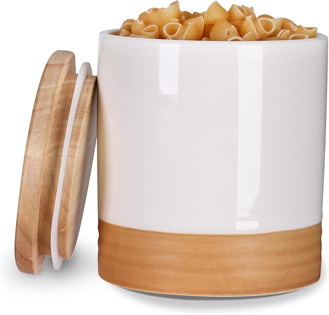 LEETOYI Ceramic Food Storage Jar with Seal Lid,Kitchen Canisters for Countertop, Serving for Ground Coffee, Tea, Sugar, Salt and More 31 Oz White
