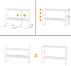 Expandable,Stackable Spice Rack,Seasoning Organizer and Storage,Spices Jar Racks for Cabinet,Countertop, Metal Pantry, Cupboard,Laundry Storages,Heavy Duty(1 PACK/LARGE/WHITE)