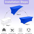 ABCCANOPY 6 FT Royal Blue Spandex Table Cover Stretch Fitted Wrinkle Resistant Tablecloth Reuse for Rectangular Folding Table Patry Event Wedding Banquet Protector