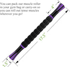 Muscle Roller Massage Roller Stick for Athletes, Help Reducing Muscle Soreness Cramping Tightness Leg Arms Back Calves Muscle Massager（Purple Black- 18 inch）