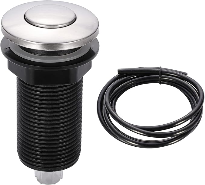 RQYEKDO Garbage Disposal Air Switch Kitchen Sink Top Long Stainless Steel Brushed Nickel Long 2.5" for Food and Waste Disposal On/Off Air Button Parts