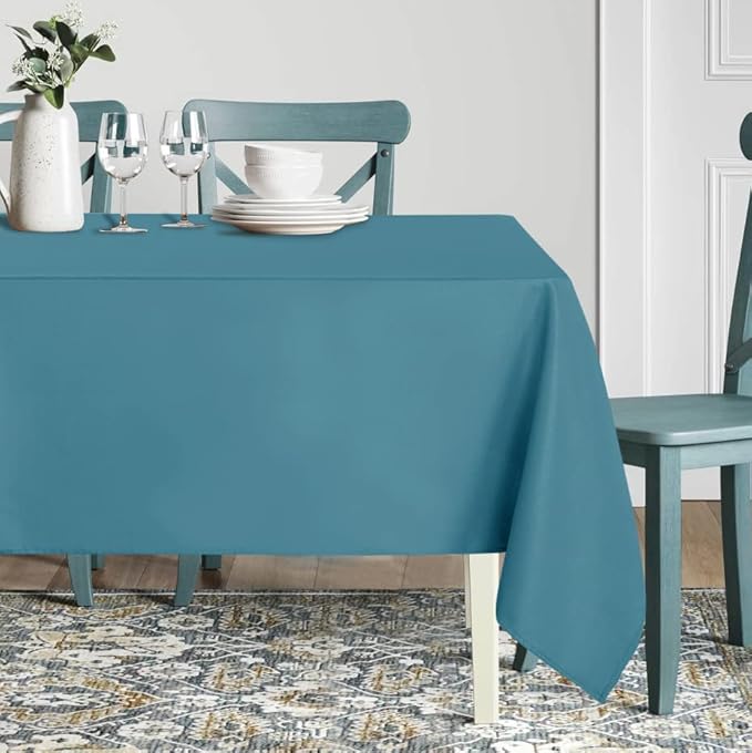 sancua Rectangle Tablecloth - 54 x 108 Inch - Stain and Wrinkle Resistant Washable Polyester Table Cloth, Decorative Fabric Table Cover for Dining Tables, Buffet Parties and Camping, Teal