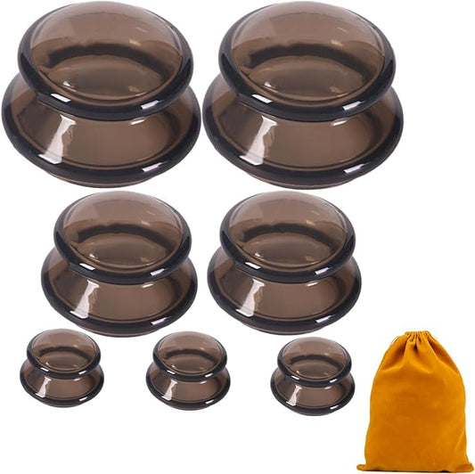 7Pcs Cupping Therapy Set-Professional Silicone Cupping, Suitable for Facial Body Massage/Deep Myofascial Release/Pain Relief/Muscle Relaxation & More (Black,7pcs)