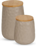 DII Kitchen Accessories Collection, Textured Matte Ceramic Canister Set, Stone, Dimple, 2 Piece