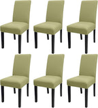 JQinHome Sage Green Chair Covers for Dining Room Set of 6, High Stretch Removable Washable Parsons Chair Slipcover for Home Party Hotel Wedding Ceremony (6PCS,Sage Green)