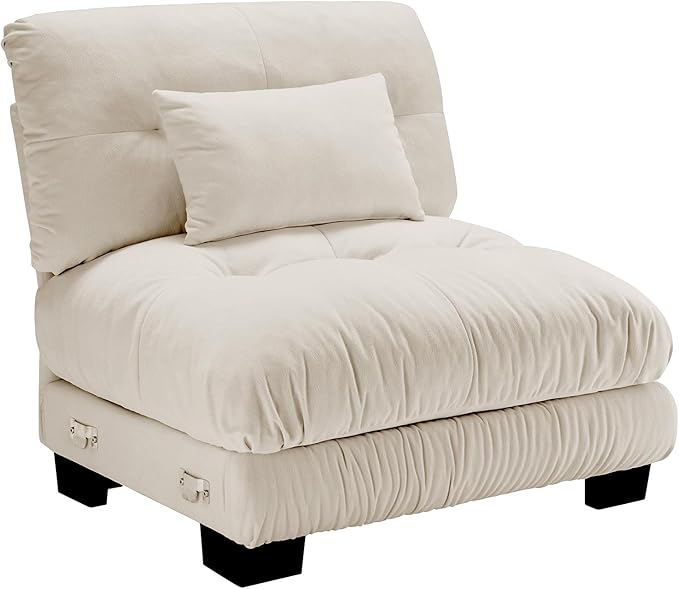Armless Sofa W/1 Pillow - Light Coffee