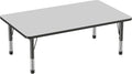 FDP Rectangle Activity School and Classroom Kids Table (36 x 60 inch), Toddler Leg, Adjustable Height 15-24 inches - Gray Top and Black Edge