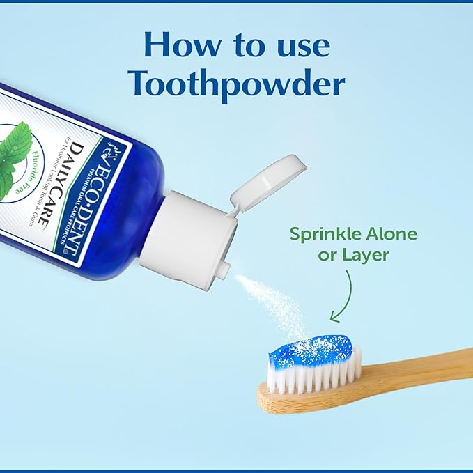 Eco-Dent DailyCare Baking Soda Toothpowder, Mint - Fluoride-Free Toothpaste Powder, SLS-Free Tooth Powder with Baking Soda, Minerals, and Essential Oils, Toothpaste Alternative, 2 Oz Ea (Pack of 3)