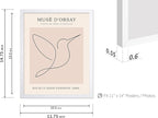 Poster Master Vintage Poster - Retro One Line Hummingbird Drawing Print - Bird Line Art - Minimal Gift for Him, Her, Animal Lover - Abstract Decor for Home, Office, 11x14 White Framed