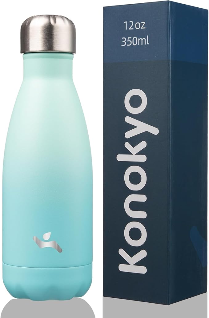 Insulated Water Bottles,12 oz Double Wall Stainless Steel Vacumm Metal Flask for Sports Travel,Mint