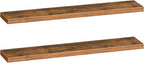 HOOBRO Floating Shelves for Wall, Wall Mounted Shelf Set of 2, 55" Hanging Shelf with Invisible Brackets, for Wall in Bathroom, Bedroom, Toilet, Kitchen, Living Room, Office, Rustic Brown BF140BJP201