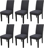JQinHome 6 Pcs Dining Chair Slipcover,High Stretch Removable Washable Chair Seat Protector Cover for Home Party Hotel Wedding Ceremony (Grey)