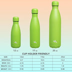 Insulated Water Bottles,17 oz Double Wall Stainless Steel Vacumm Metal Flask for Sports Travel,Green