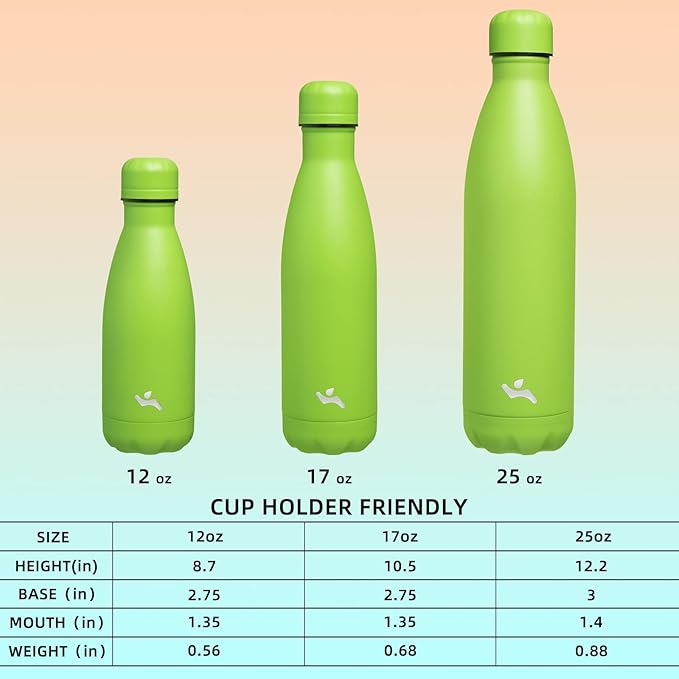 Insulated Water Bottles,17 oz Double Wall Stainless Steel Vacumm Metal Flask for Sports Travel,Green