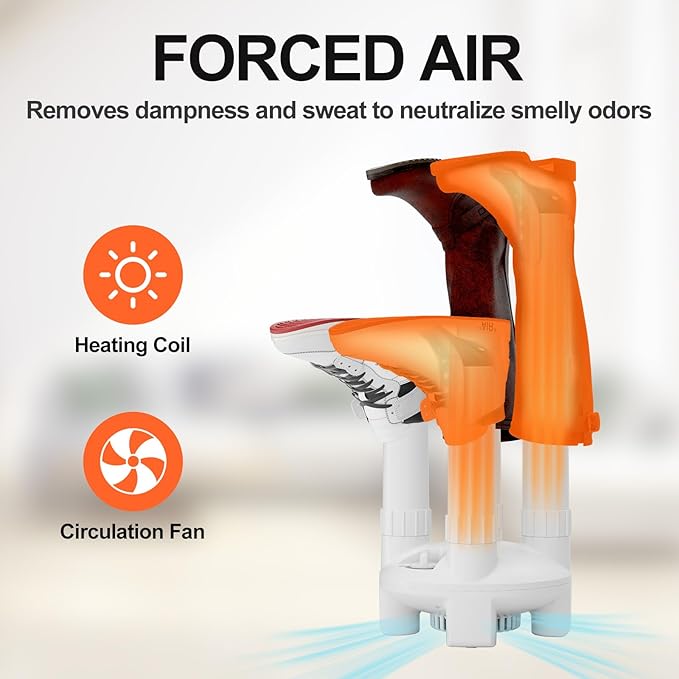 Boot Dryer, Shoe Dryer and Glove Dryer with Timer and Fan, White