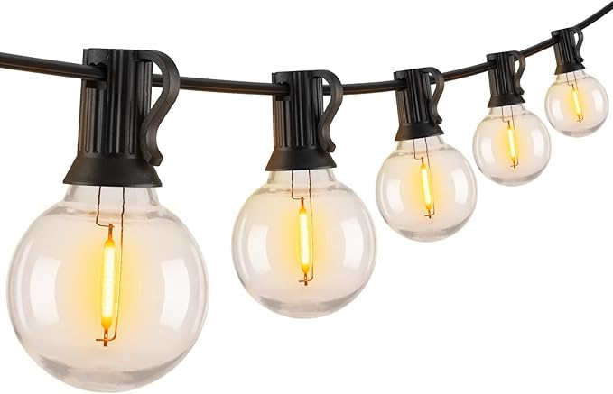 Brightown LED String Lights Outdoor 25Feet G40 Patio Lights with 25 Shatterproof Bulbs, Waterproof Globe Hanging Lights for Backyard Porch Bistro Balcony Decor, E12 Socket