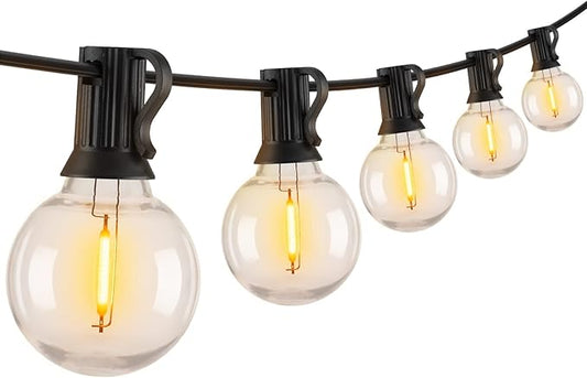 Brightown LED String Lights Outdoor 25Feet G40 Patio Lights with 25 Shatterproof Bulbs, Waterproof Globe Hanging Lights for Backyard Porch Bistro Balcony Decor, E12 Socket