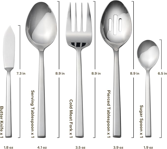 Alata Cube 65-Piece Forged Stainless Steel Flatware Set Cutlery Set with Utensil-Serving Set, Silverware Set Service for 12, Mirror Finish, Dishwasher Safe