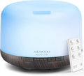 ASAKUKI 500ml Premium, Essential Oil Diffuser with Remote Control, 5 in 1 Ultrasonic Aromatherapy Fragrant Oil Humidifier Vaporizer, Timer and Auto-Off Switch Brown