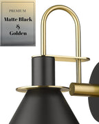Industrial Wall Sconce Set of 2, HWH Modern 1-Light Bathroom Vanity Light Fixtures, Single Wall Sconce for Bedroom, Balcony, Over Mirror, Kitchen Sink, Black and Gold Finish, 5HZG56B-2 BK+BG