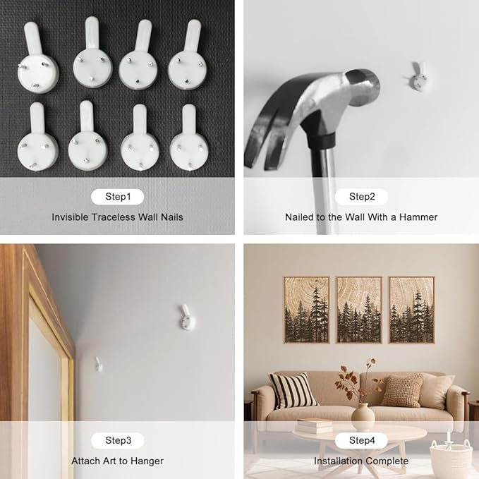 Celestdeco Pine Tree Framed Canvas Wall Art Set, Natural Woodland Landscape Wall Decor, Large Retro Forest Painting, Vintage Brown Artwork for Living Room, Bedroom, Kitchen, Study, Office - 24"x36"x3