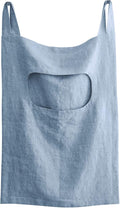 Amazhiyu 100% Linen Door Hanging Laundry Hamper Bag, 19x27 Inches, Steel Blue