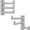 Angle Simple Swivel Towel Hooks, SUS 304 Stainless Steel Foldable Robe Hand Towel Holder for Bathroom Kitchen Wall, Brushed Nickel, 2 Pack